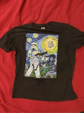Star Wars Black Tee with Van Gogh–Style Stormtrooper Graphic